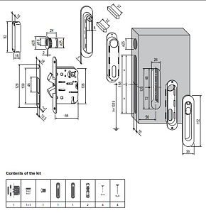 Комплект для раздвижных дверей  матовая латунь под фиксатор, кит С  В029235023